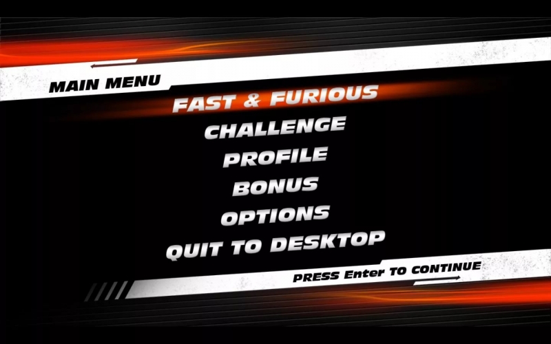 fast and furious showdown - Main menu