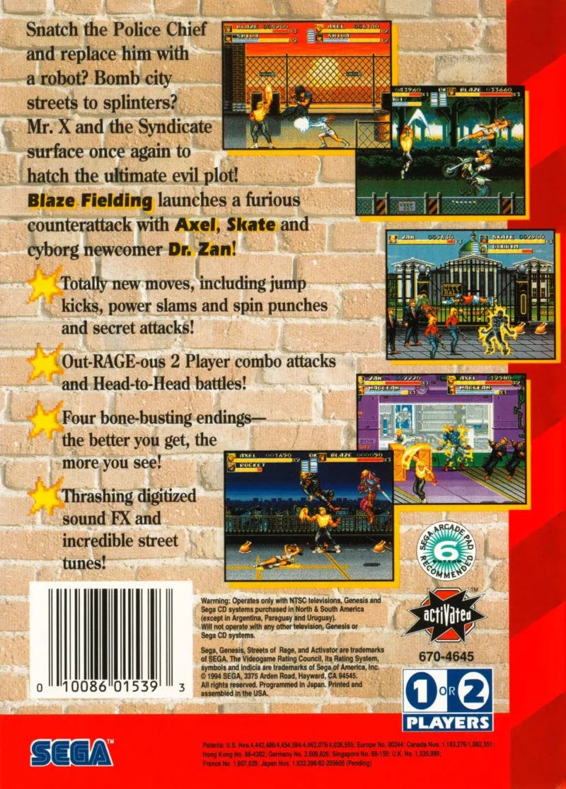 Bare Knuckle (Streets of Rage) - Title version II Sega 16-bit