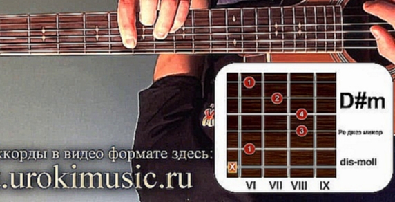 dis-moll. Аккорд D#m. Ре диез минор. Самоучитель игры на гитаре онлайн. Уроки. 
