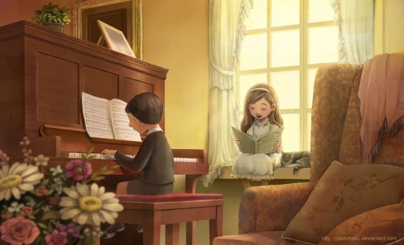 Девочка играет на пианино и поет - ну зачем почему?