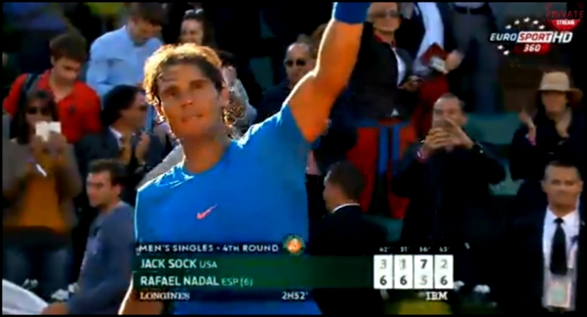2015 Roland Garros R4 Nadal vs. Sock / Last game 