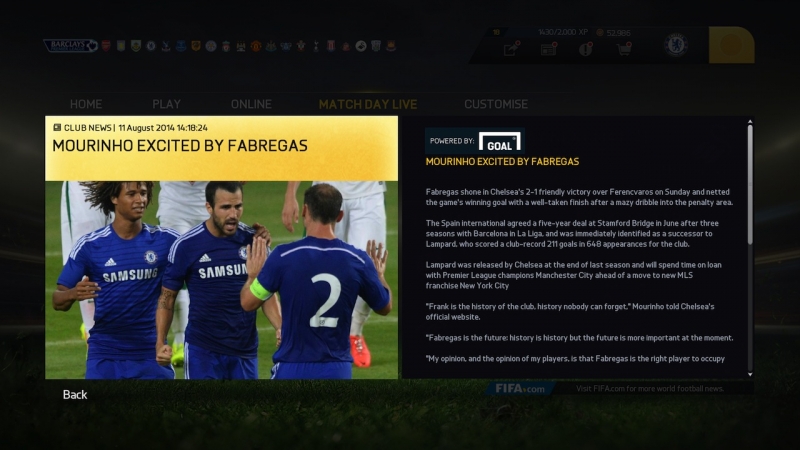 FIFA 15 - гол Fabregas