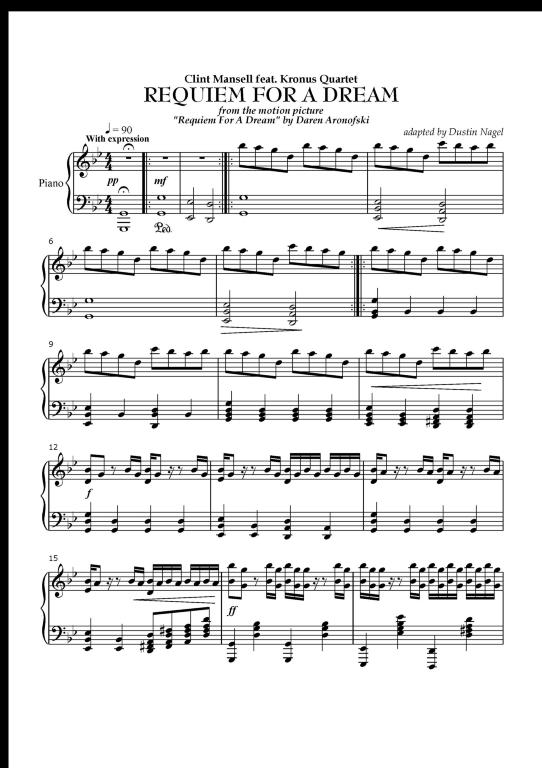игра на пианино - Реквием по мечте Оригинал