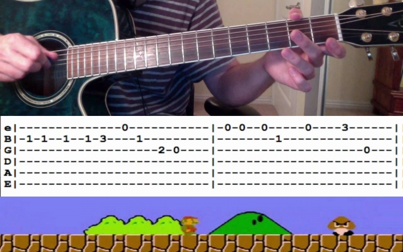 Я играю на бас гитаре - мелодия из игры "Марио".