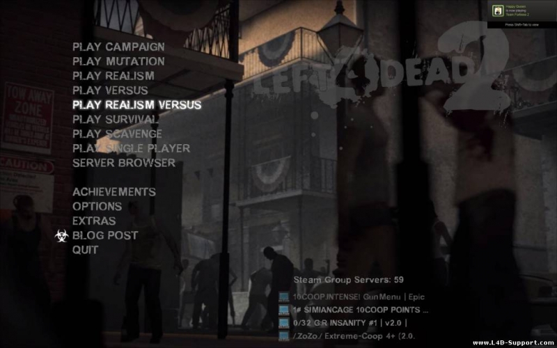left 4 dead часть первая - главное меню игры