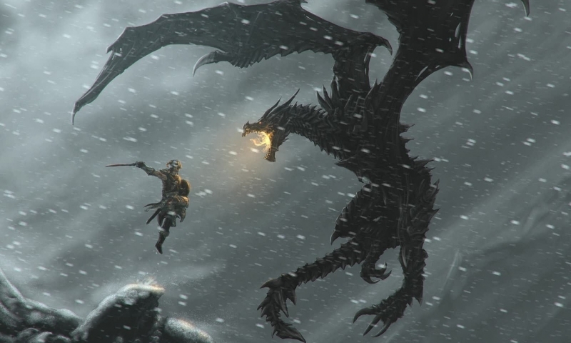 The Elder Scrolls 5 Skyrim - Dragon Battle
